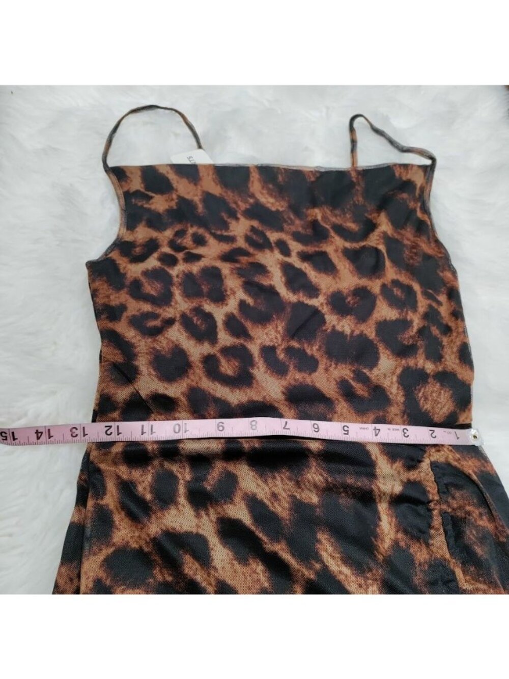 What A Girl Wants Small NWT Cheetah Whimsy Twee Party Sheer Hem Mesh Mini Dress - Picture 7 of 9